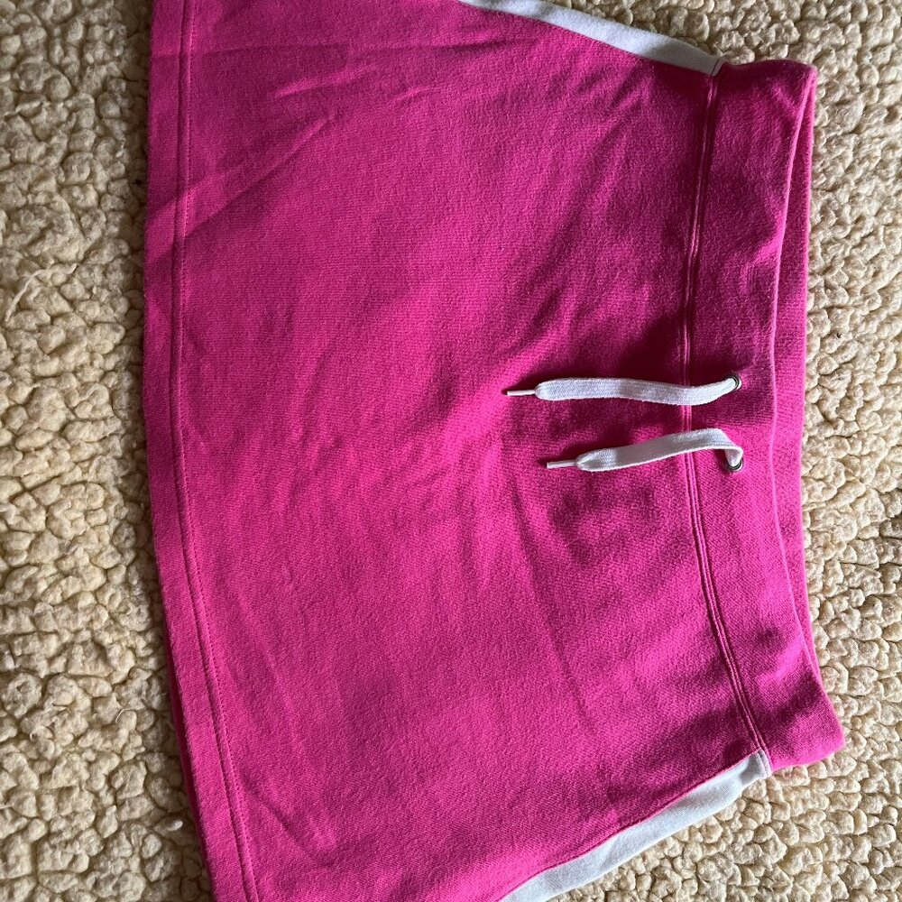 Women's Moda pink and white cotton spandex mini skirt - Size S